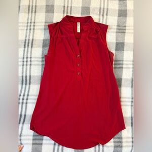 PerSeption Concept Sleeveless Red V-Neck Button Placket Tank L